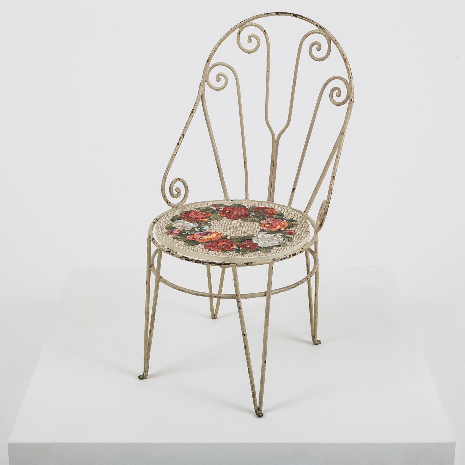 Modern Sedia Con Rose Chair with Venetian Glass Seat by Yukiko Nagai For Sale