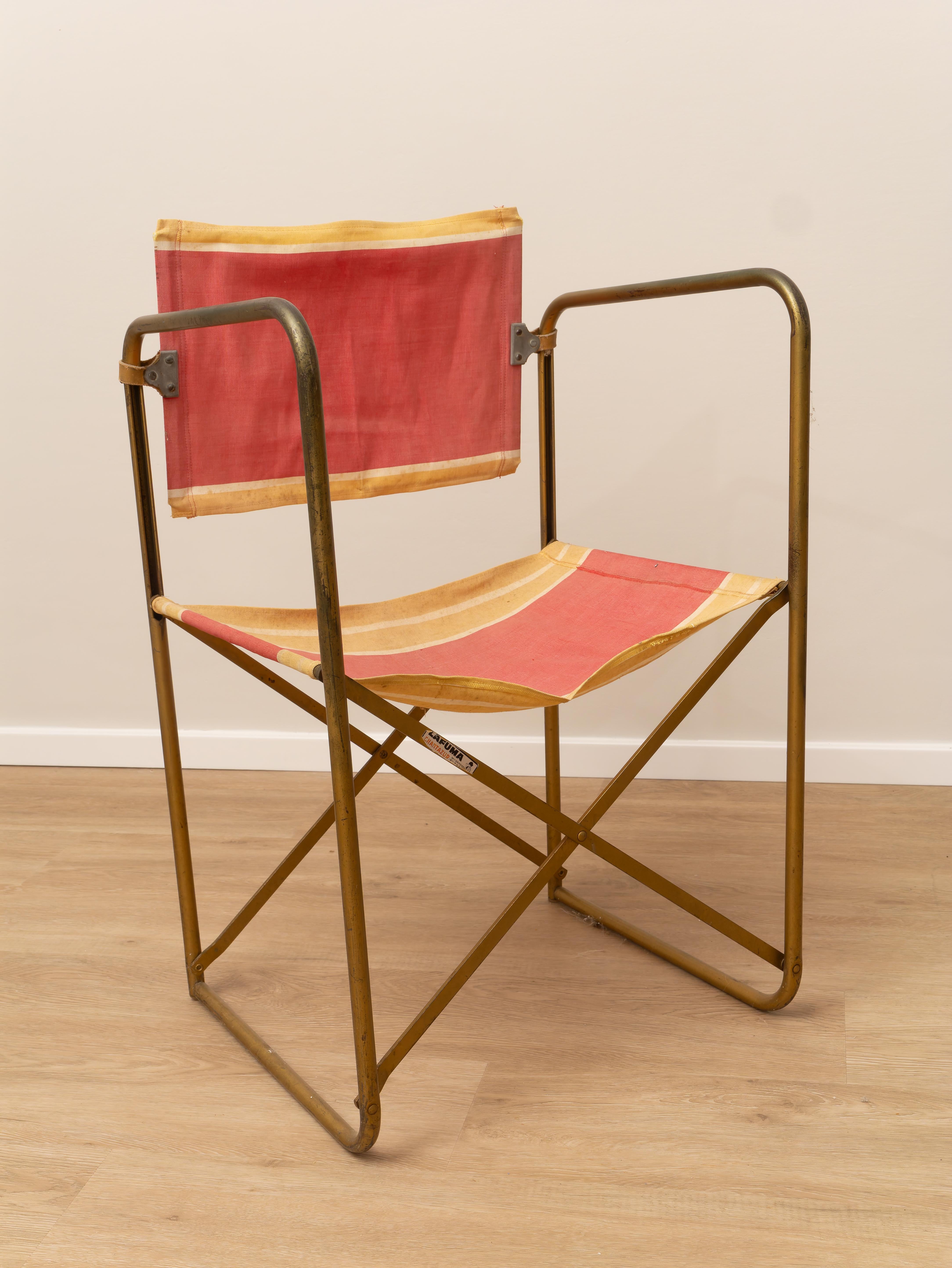 Klappbarer Campingstuhl, Frankreich, 1950er Jahre (Stoff) im Angebot