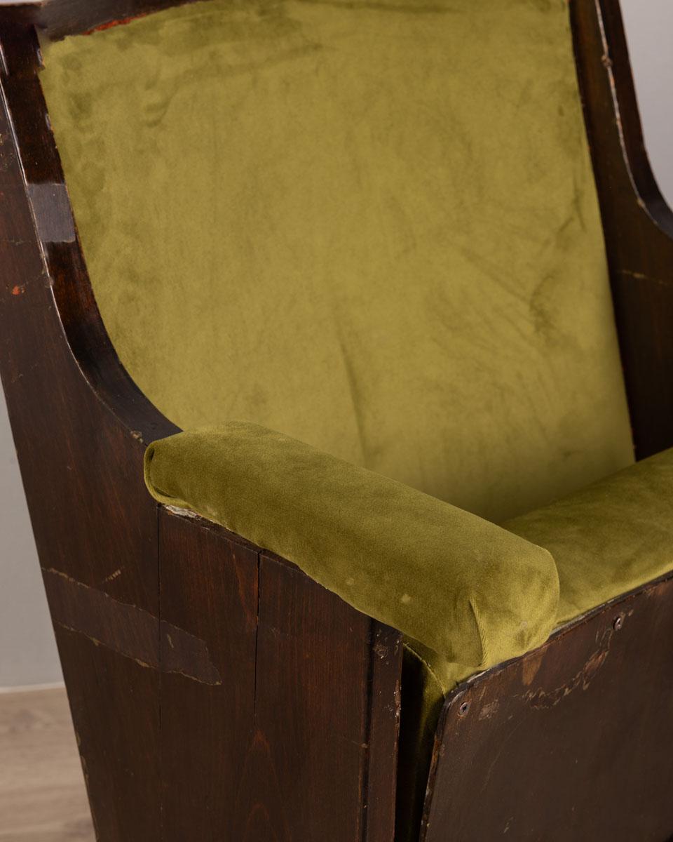 Silla de cine vintage años 60 de terciopelo verde diseño italiano Moderno de mediados de siglo en venta