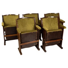 Sedia da cinema vintage anni 60 in velluto verde design Italiano