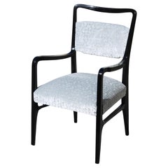 Black wood and fabric desk chair Italy Vittorio Dassi Gio Ponti style