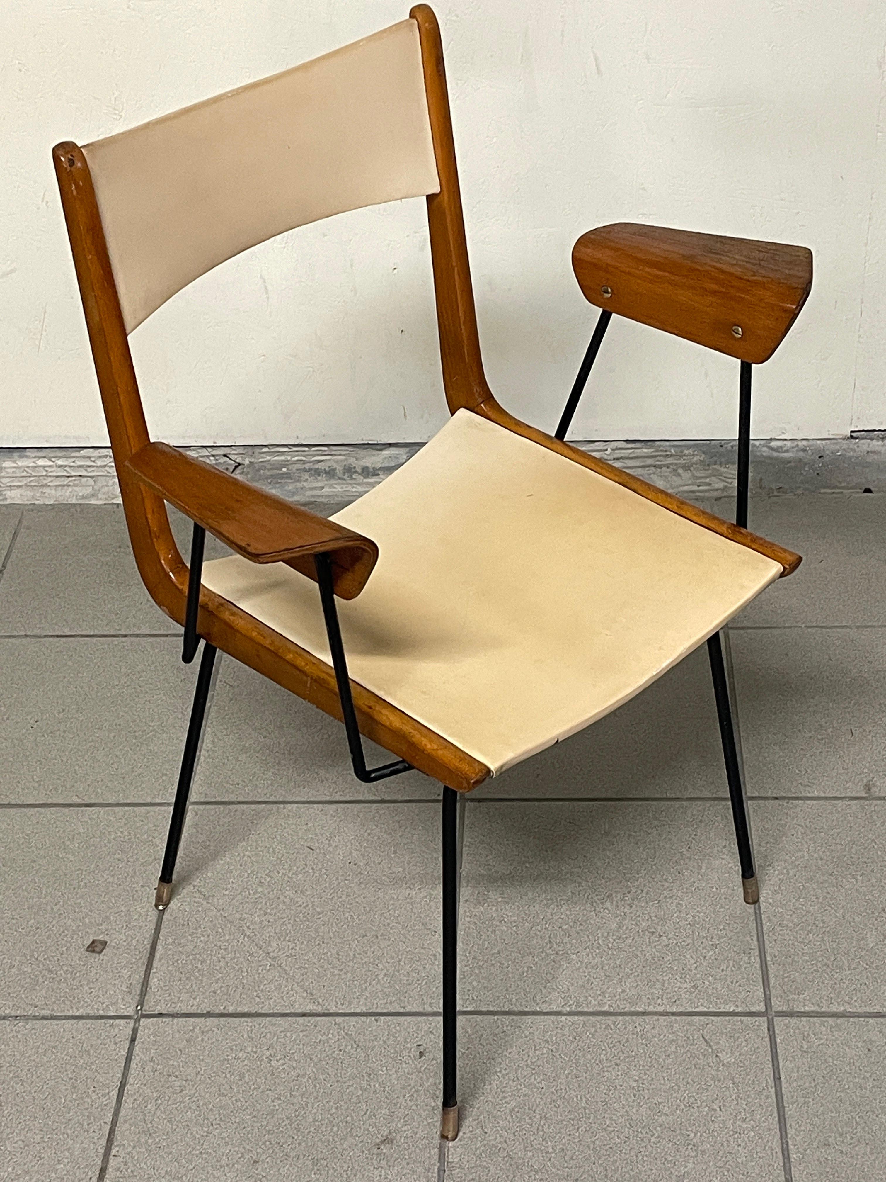 Italian Chaise de bureau, modèle Boomerang, design Carlo Ratti, années 1950 en vente