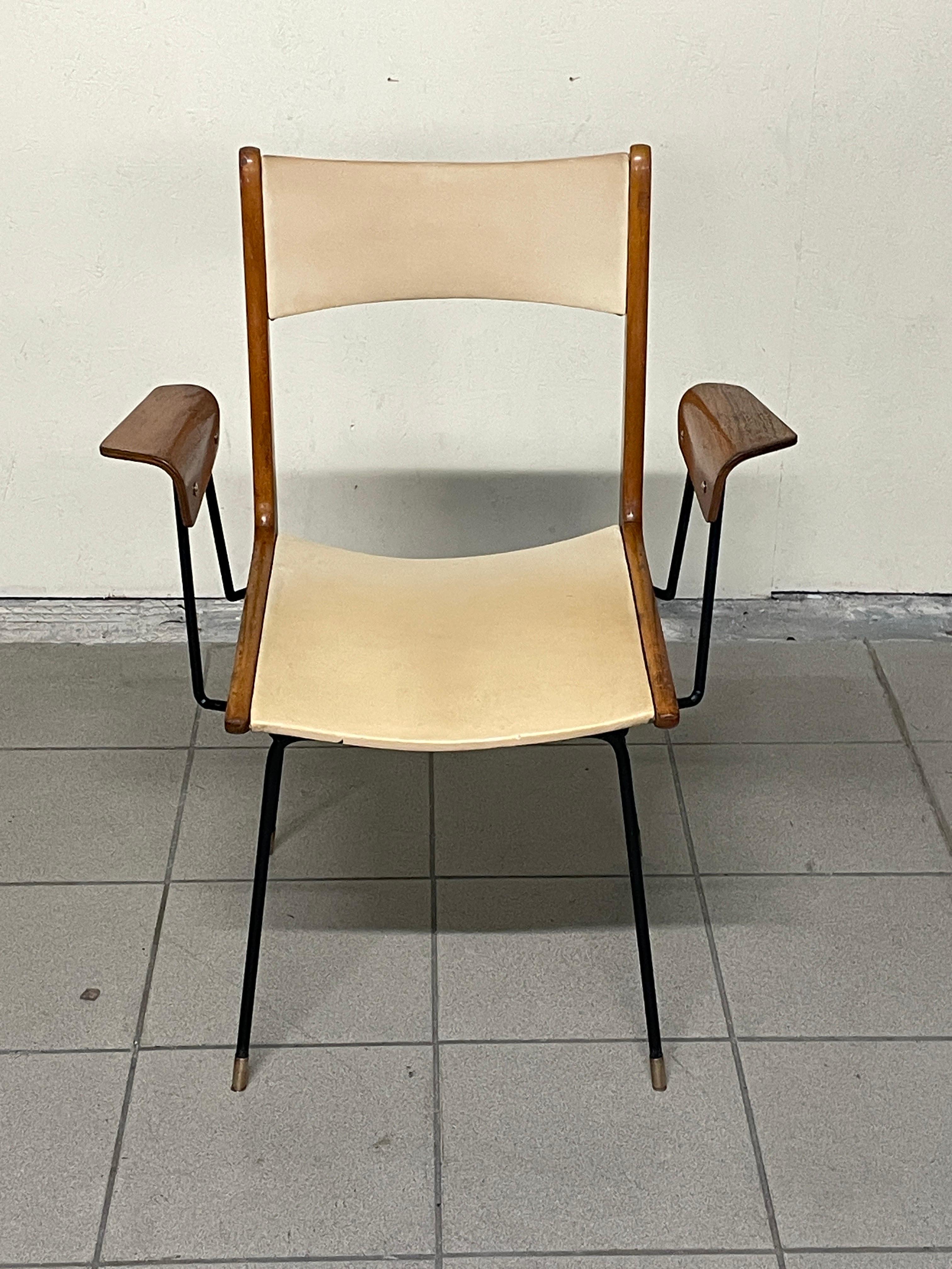 Chaise de bureau, modèle Boomerang, design Carlo Ratti, années 1950 Bon état - En vente à SAN PIETRO MOSEZZO, NO
