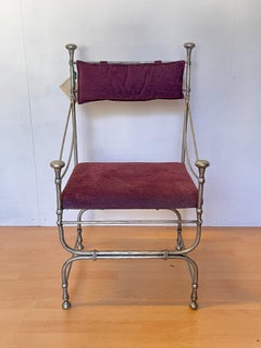 Silla de Hierro Forjado con Asiento de Terciopelo Burdeos - Estilo Medieval