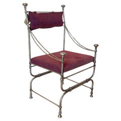 Sedia in Ferro Battuto con Seduta in Velluto Bordeaux - Stile Medievale