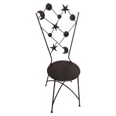 Silla de hierro forjado con motivos de sol y luna, Italia, años 50