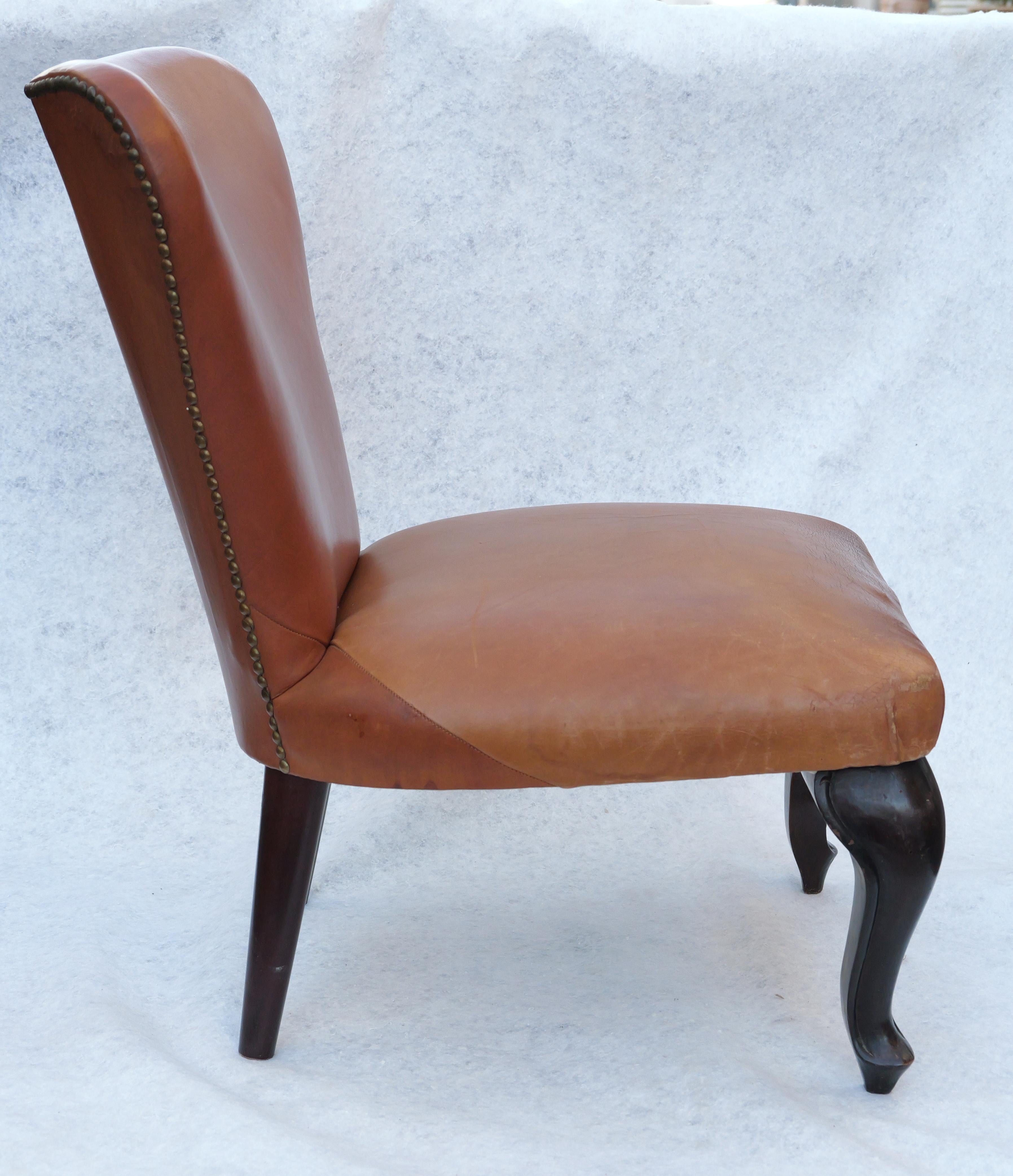 Ottone Sedia in pelle, Anni '40 in vendita