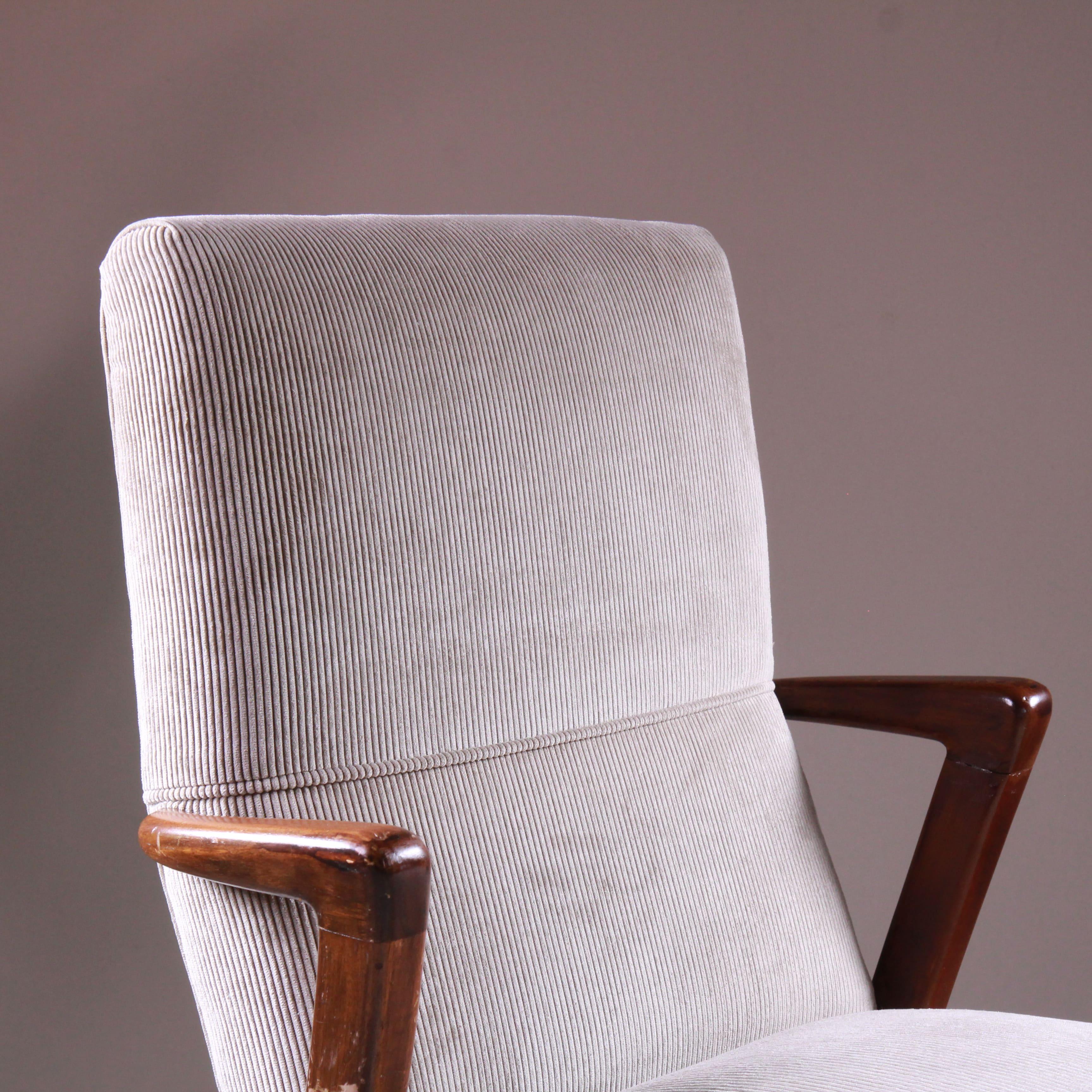 Sedia in stile Mid-Century, in velluto e legno, 1960 1