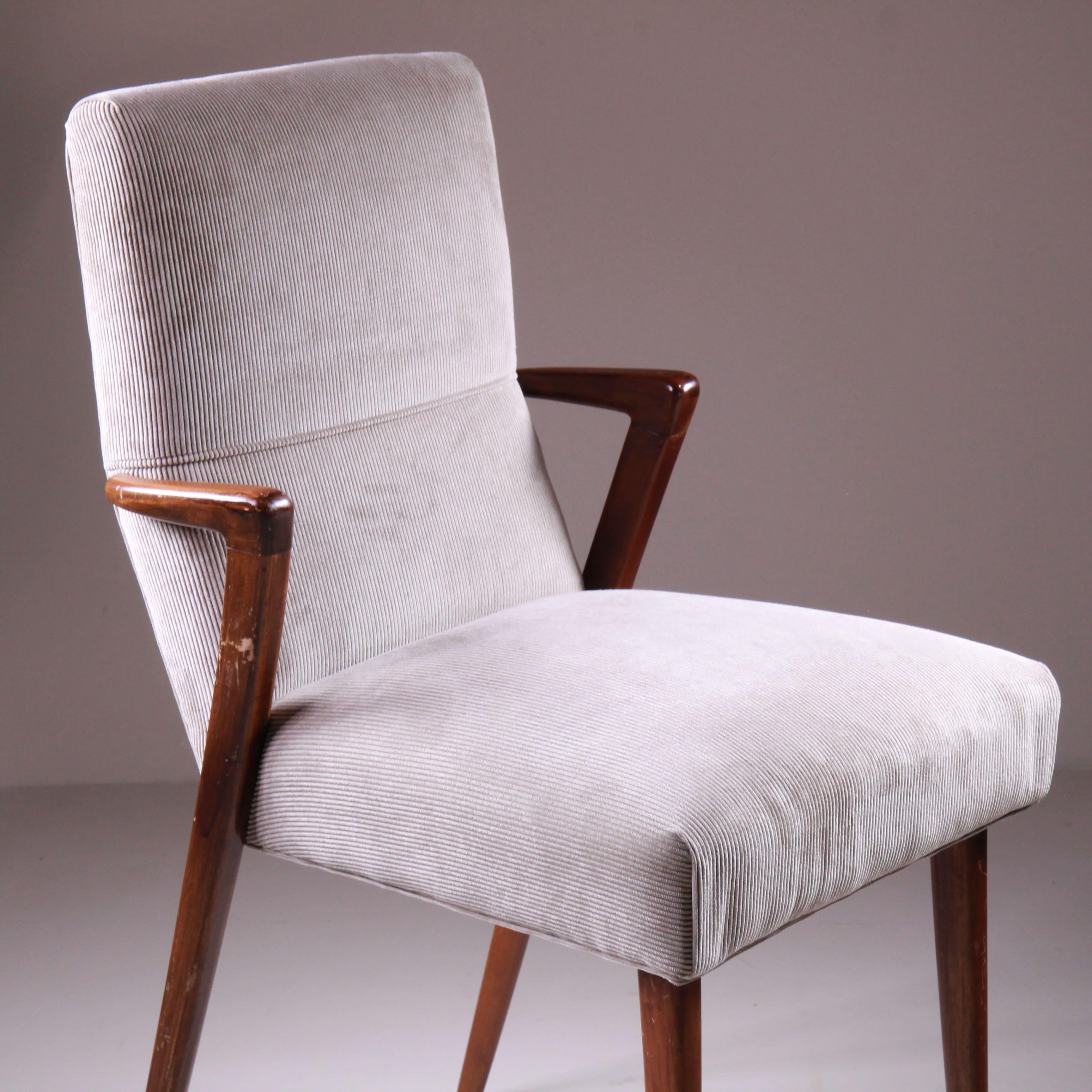 Sedia in stile Mid-Century, in velluto e legno, 1960 2