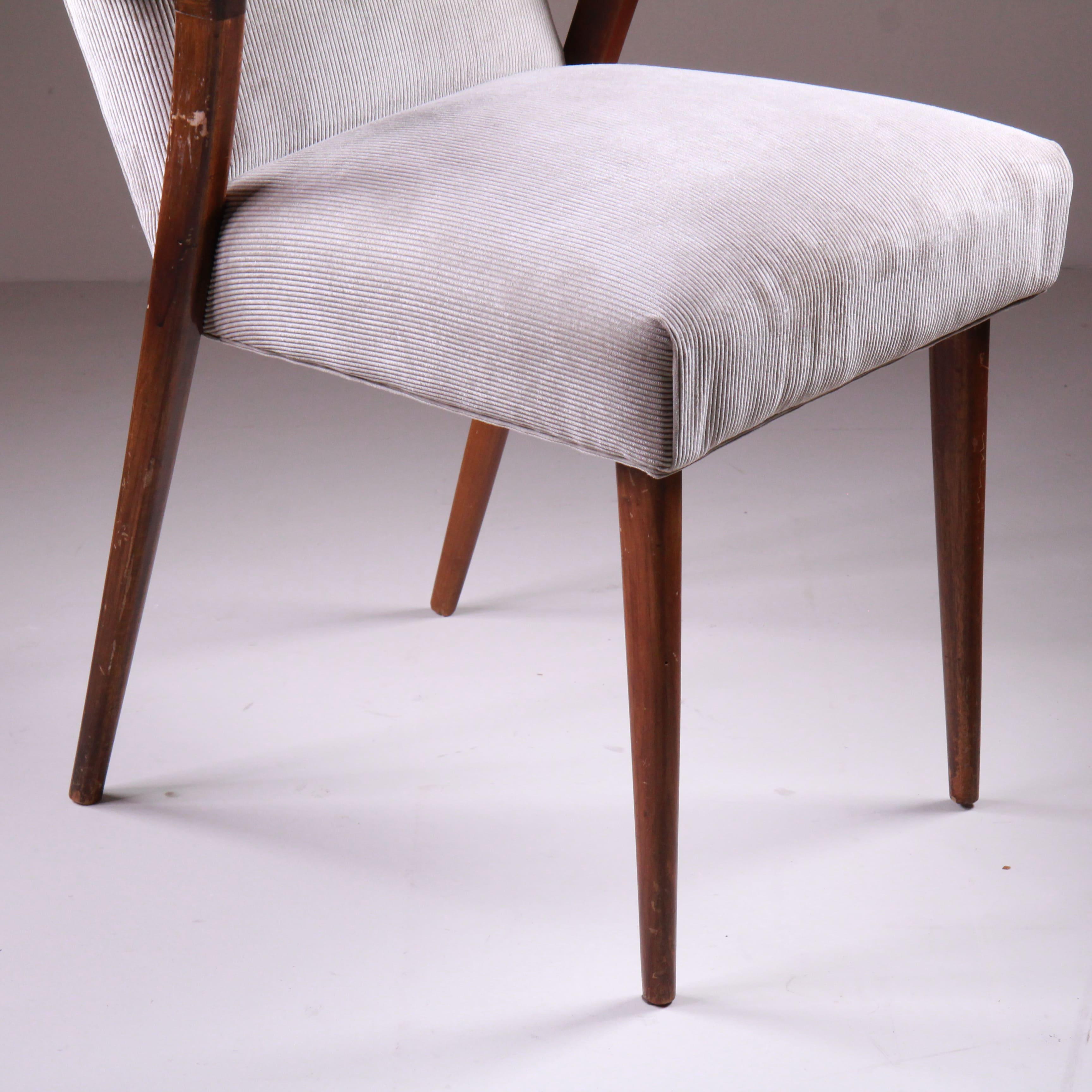 Sedia in stile Mid-Century, in velluto e legno, 1960 3