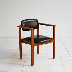 Stuhl aus Teakholz und Leder, Dänemark 1960er Jahre