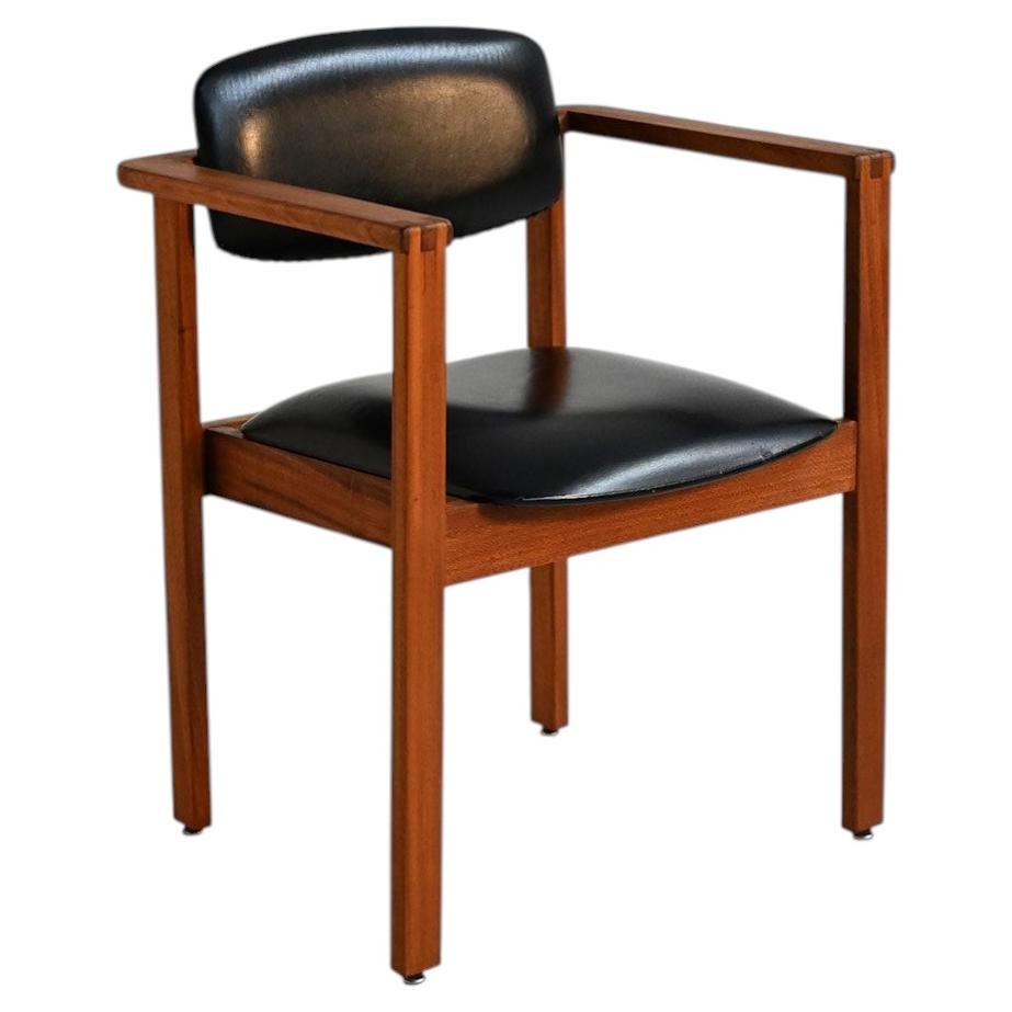 Silla de teca y cuero, Dinamarca Años 60