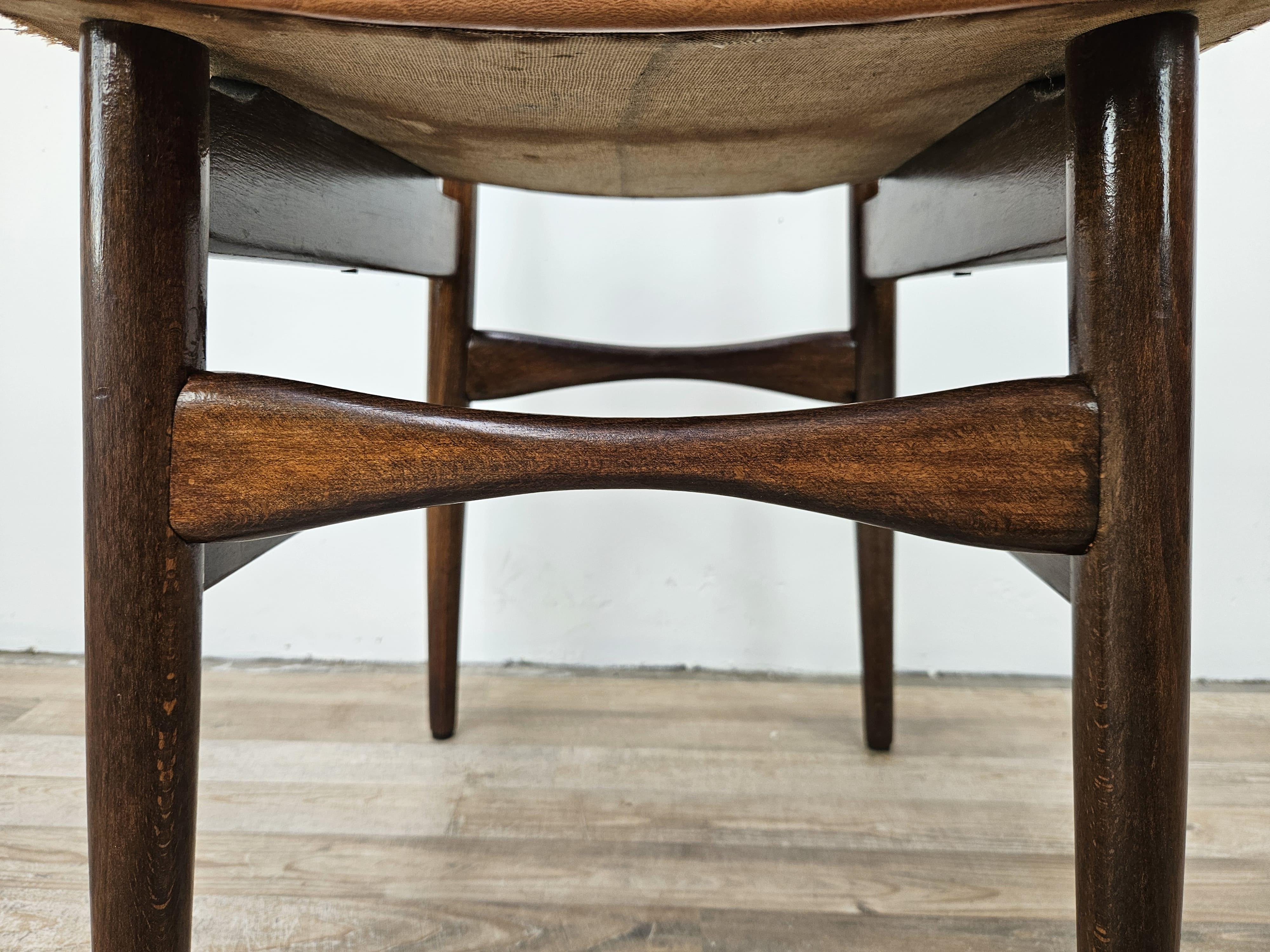 Teak and skai chair for dining room, 1970s For Sale 4