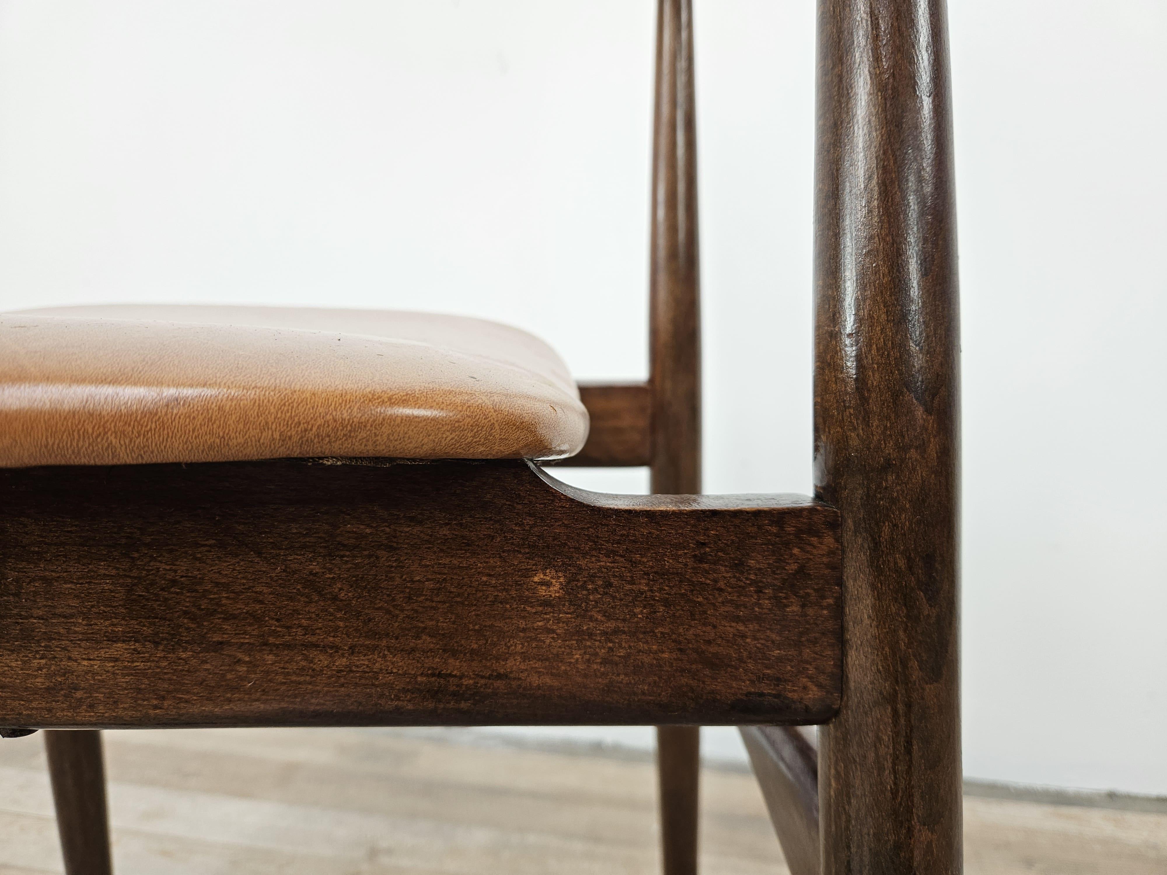 Teak and skai chair for dining room, 1970s For Sale 5