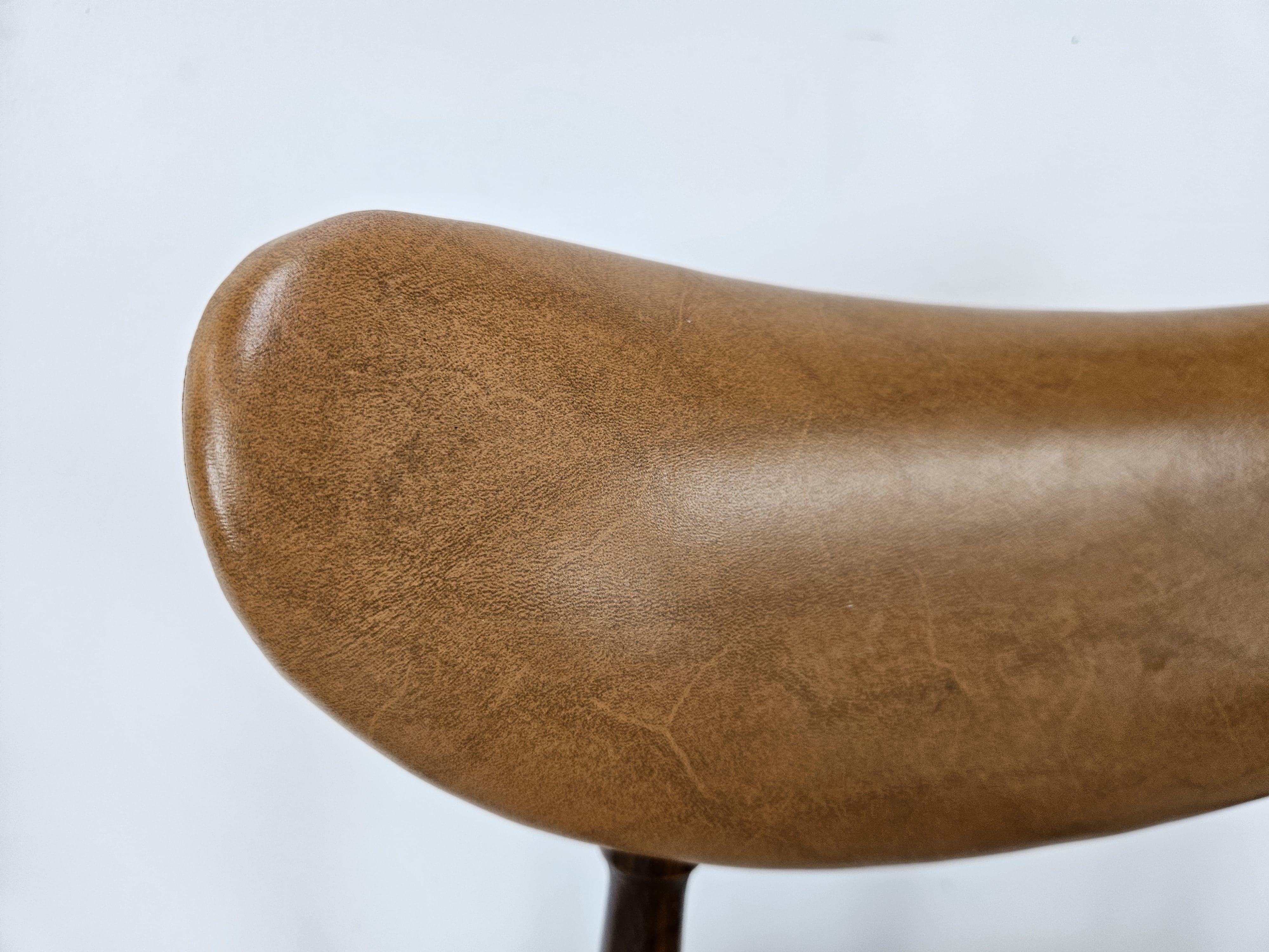 Teak and skai chair for dining room, 1970s For Sale 1