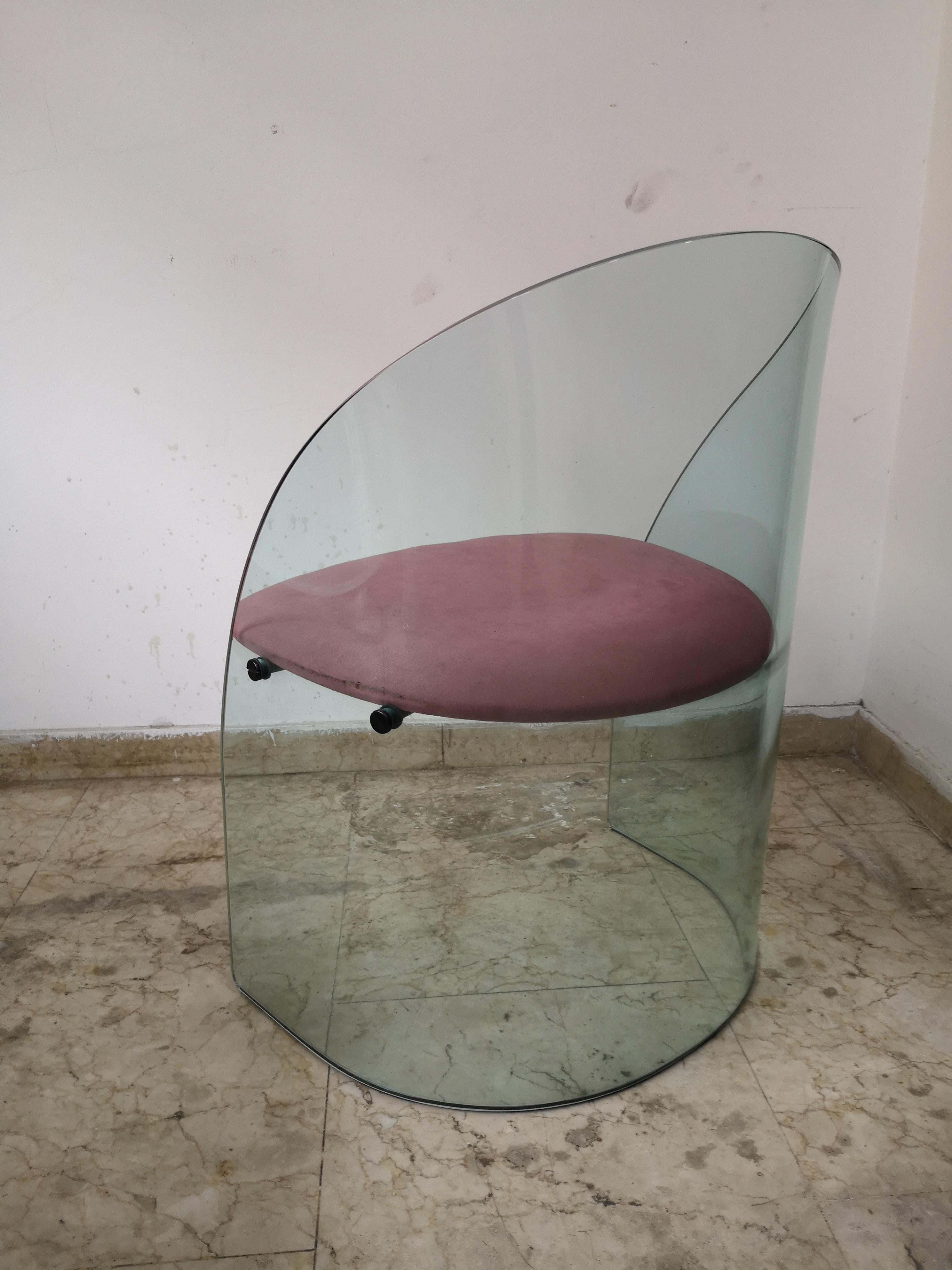Glass Sedia in Vetro prodotta da Fiam anni 70 stile Louis Dierra For Sale
