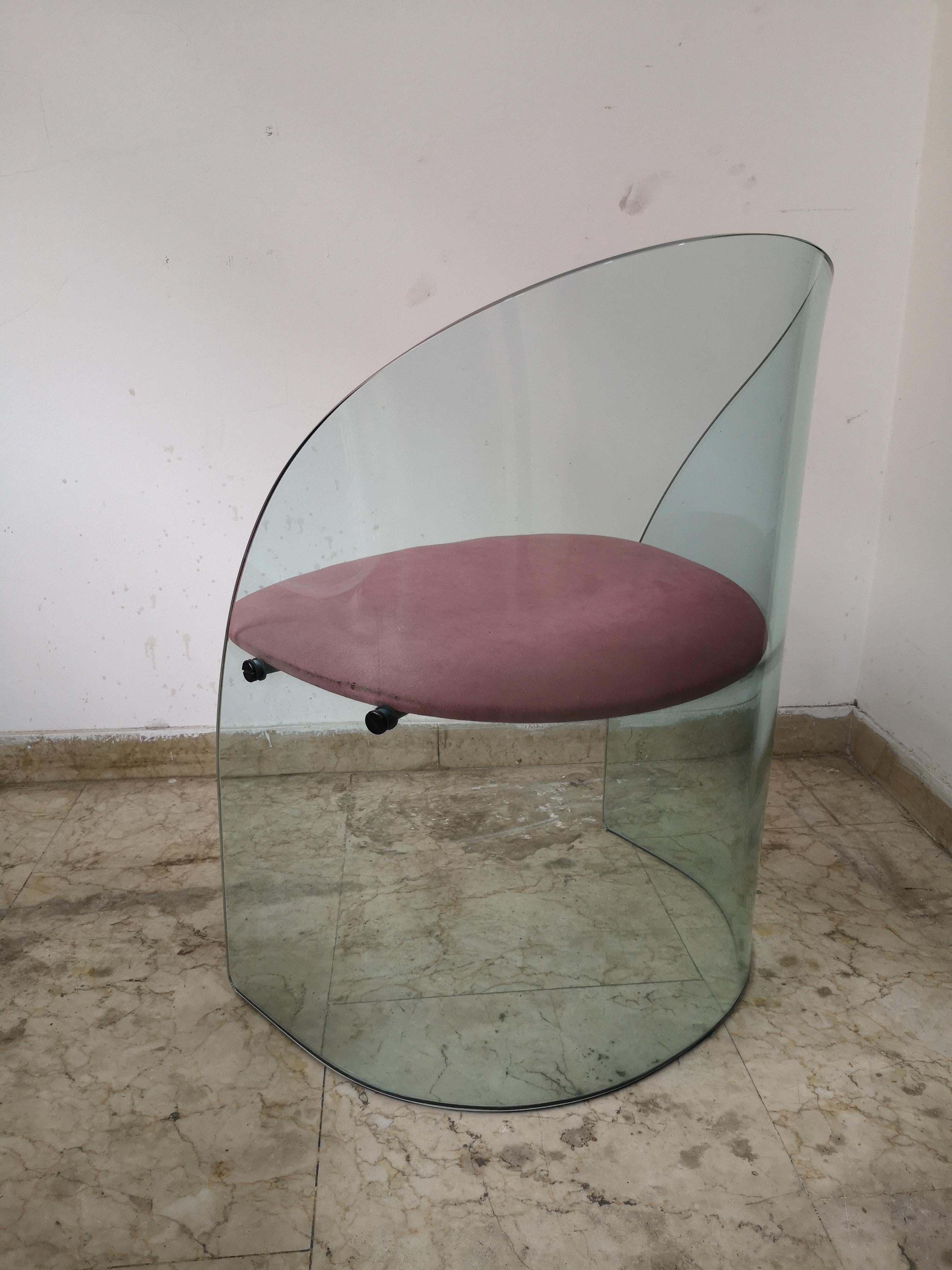 Sedia in Vetro prodotta da Fiam anni 70 stile Louis Dierra For Sale 1