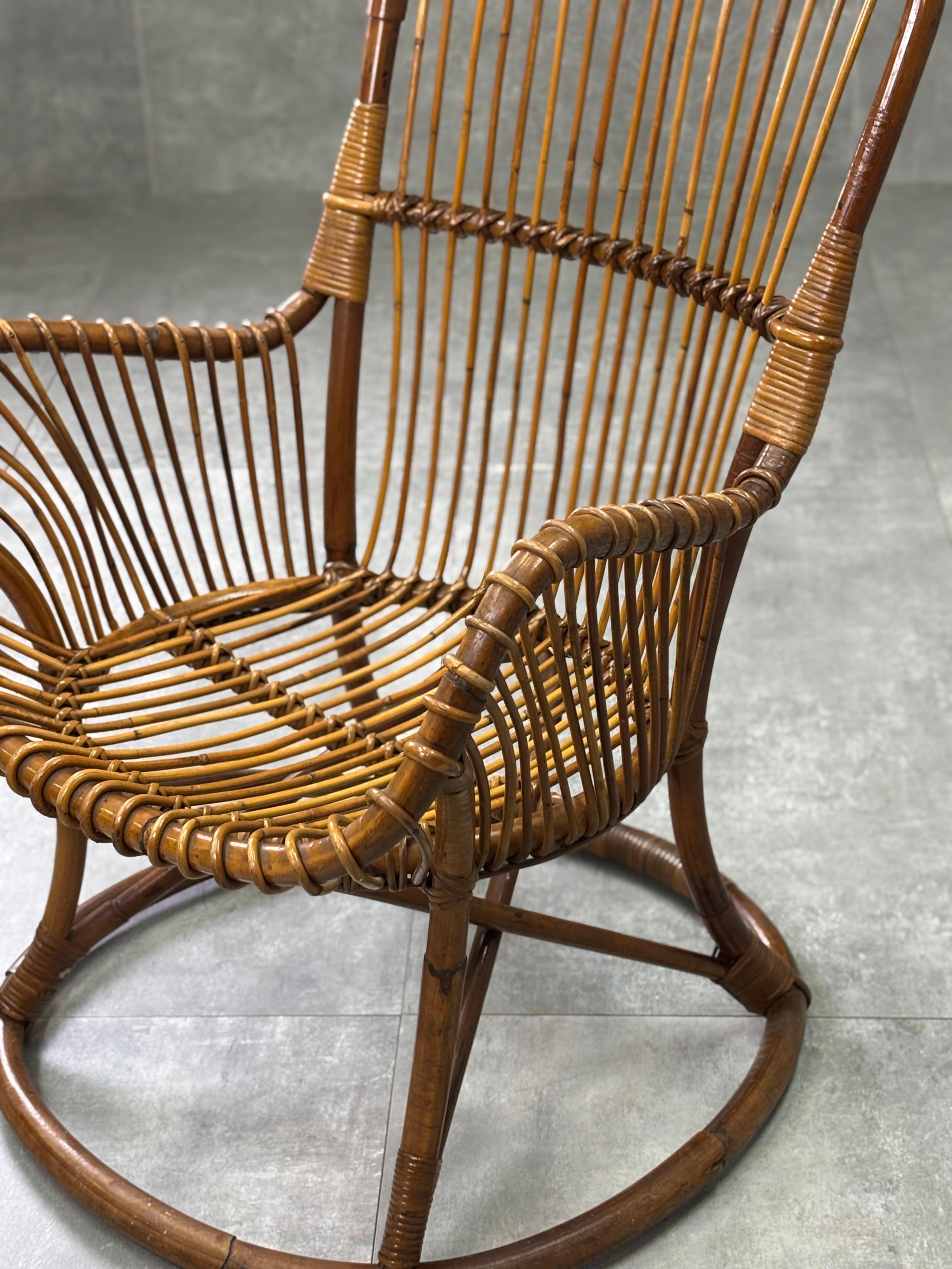 Silla de mimbre, años 60 Bohemio en venta