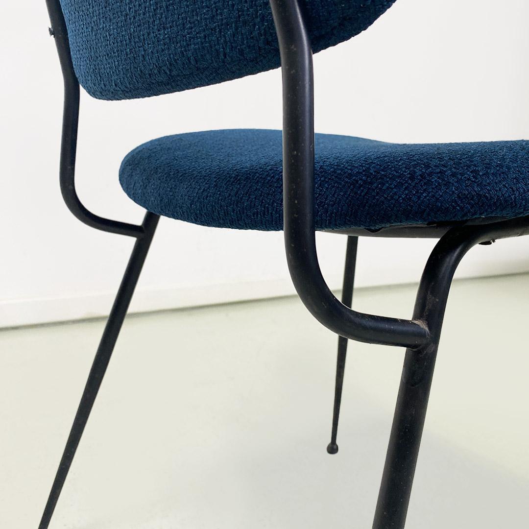 Mid-Century Modern Mid-century Italian fabric, iron and beech chair, with arms, c. 1960s For Sale