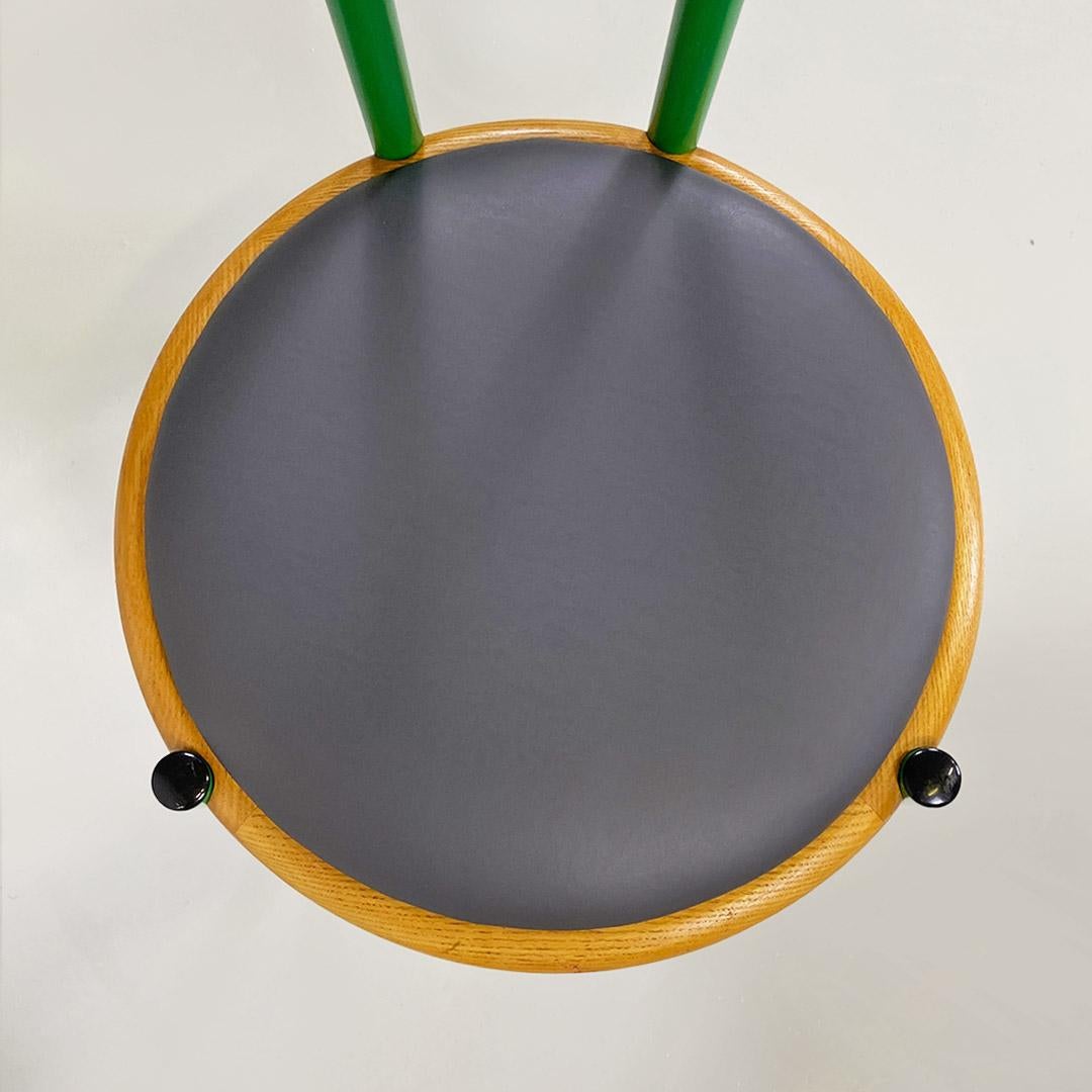Italian mid century green metal, wood and faux leather chair, Tito Agnoli, 1960s For Sale 2