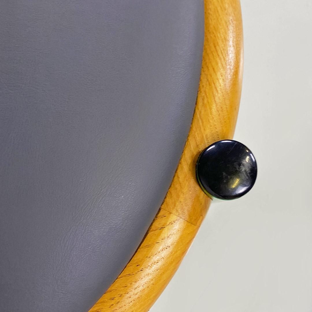 Italian mid century green metal, wood and faux leather chair, Tito Agnoli, 1960s For Sale 3
