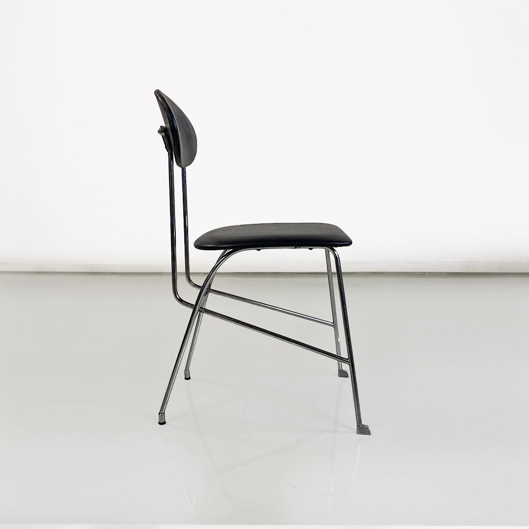 Italian Chaise moderne italienne, acier et cuir noir, Alessandro Mendini pour Zabro 1980 en vente