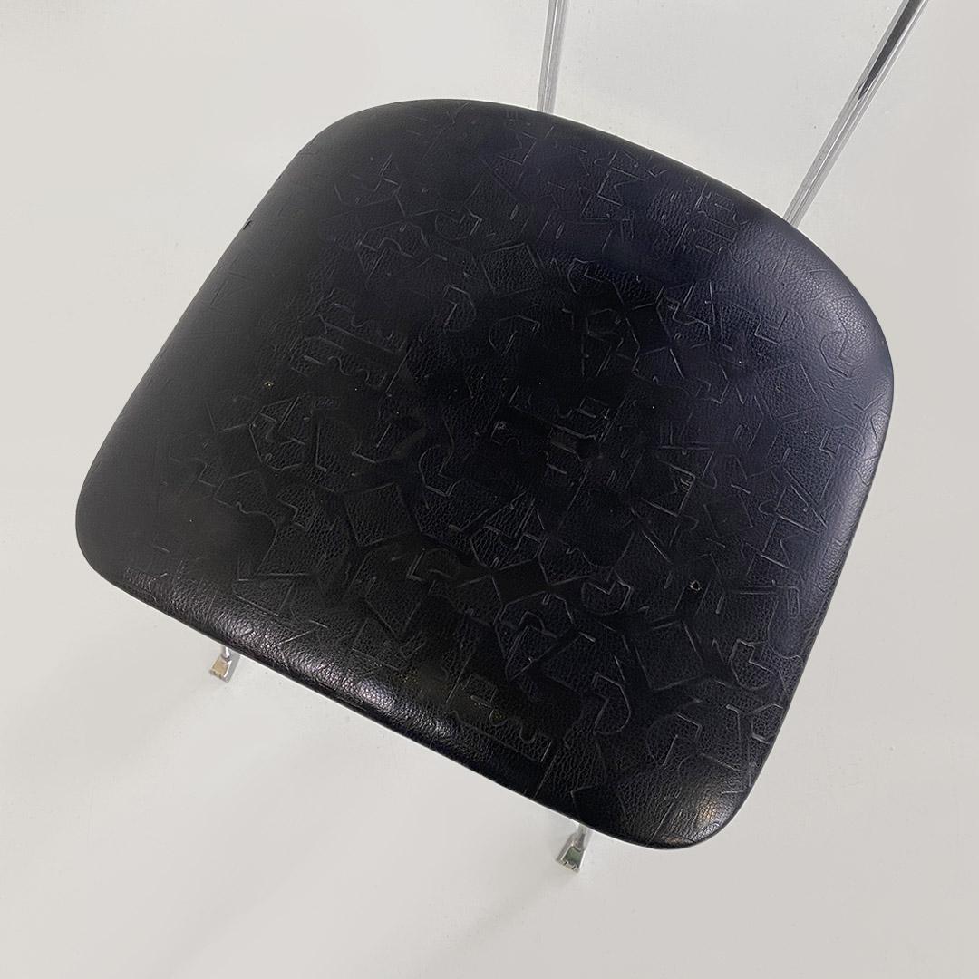 Chaise moderne italienne, acier et cuir noir, Alessandro Mendini pour Zabro 1980 en vente 2