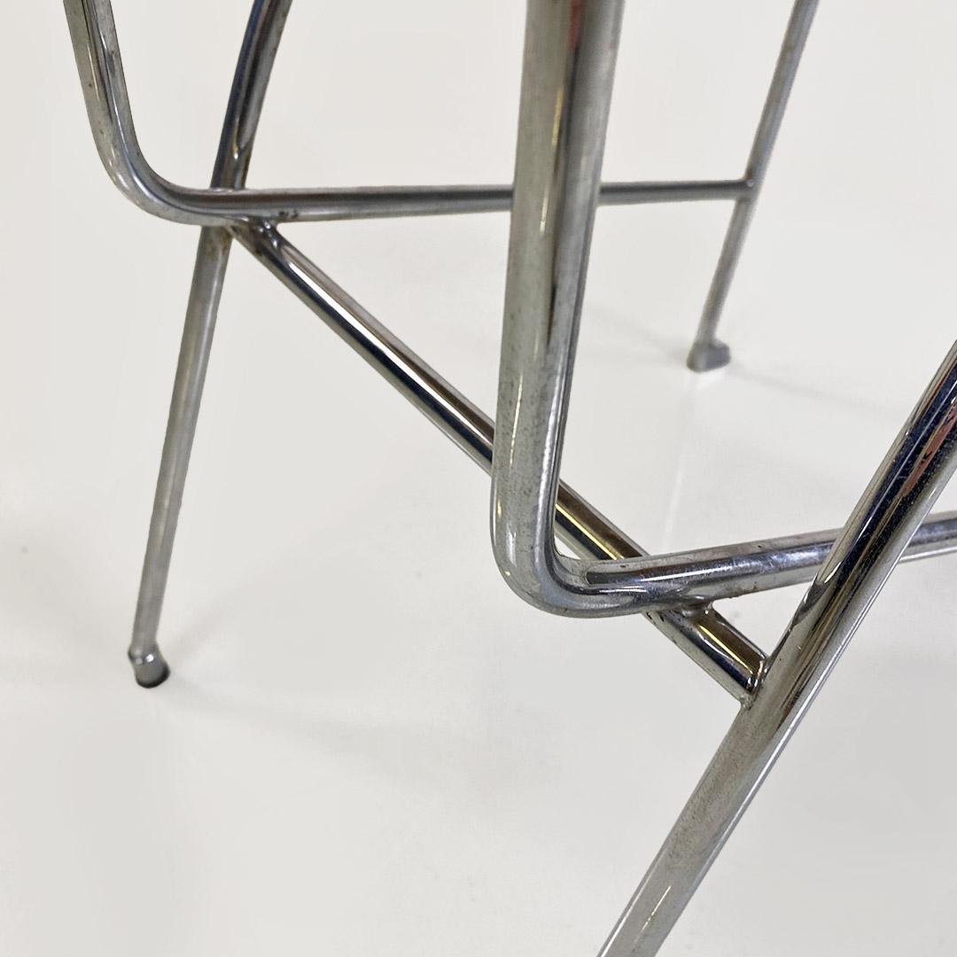 Modern Italian chair, steel and black leather, Alessandro Mendini for Zabro 1980s For Sale 4
