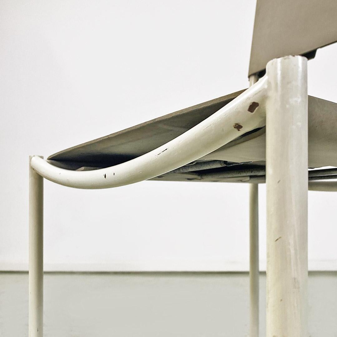 Italian Spaghetti chair in white metal and gray leather G. Belotti Alias 1979 For Sale 2