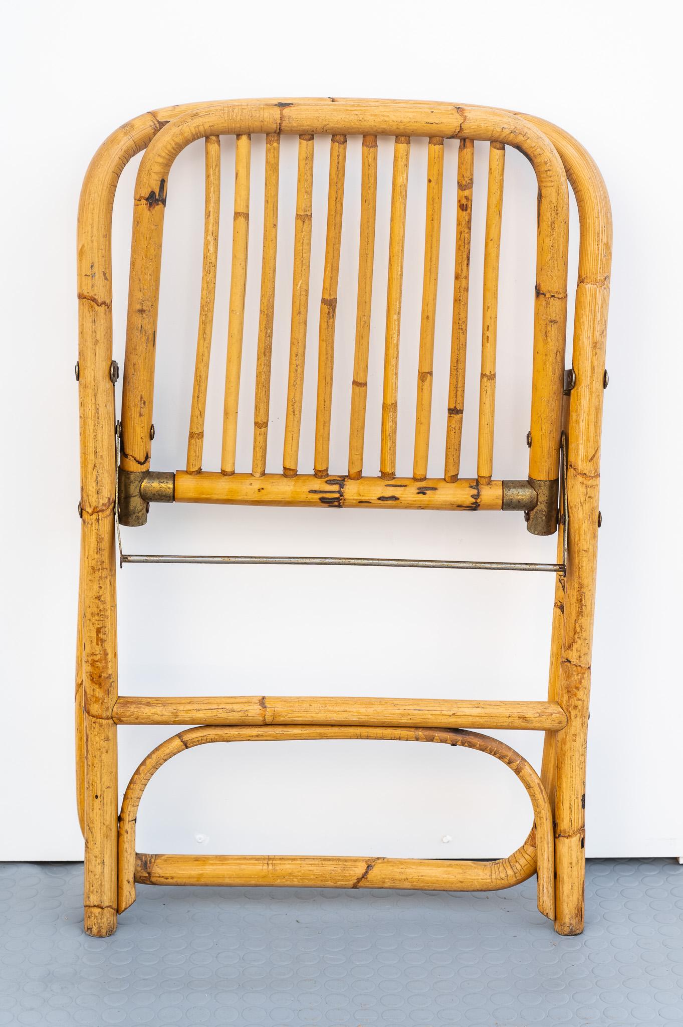 Bamboo folding chair attributed to Dal Vera, 1950s For Sale 4