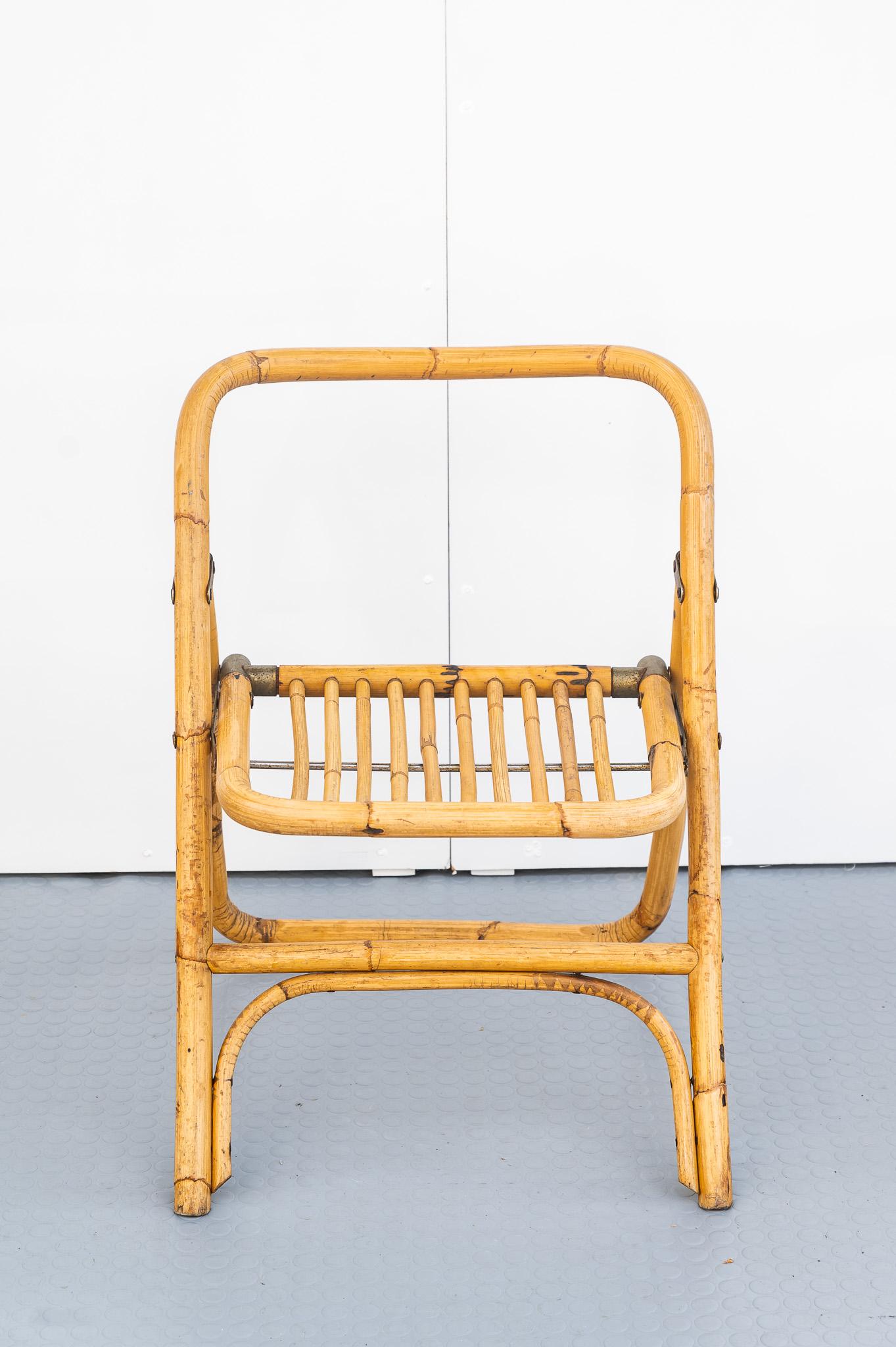 Mid-Century Modern Bamboo folding chair attributed to Dal Vera, 1950s For Sale
