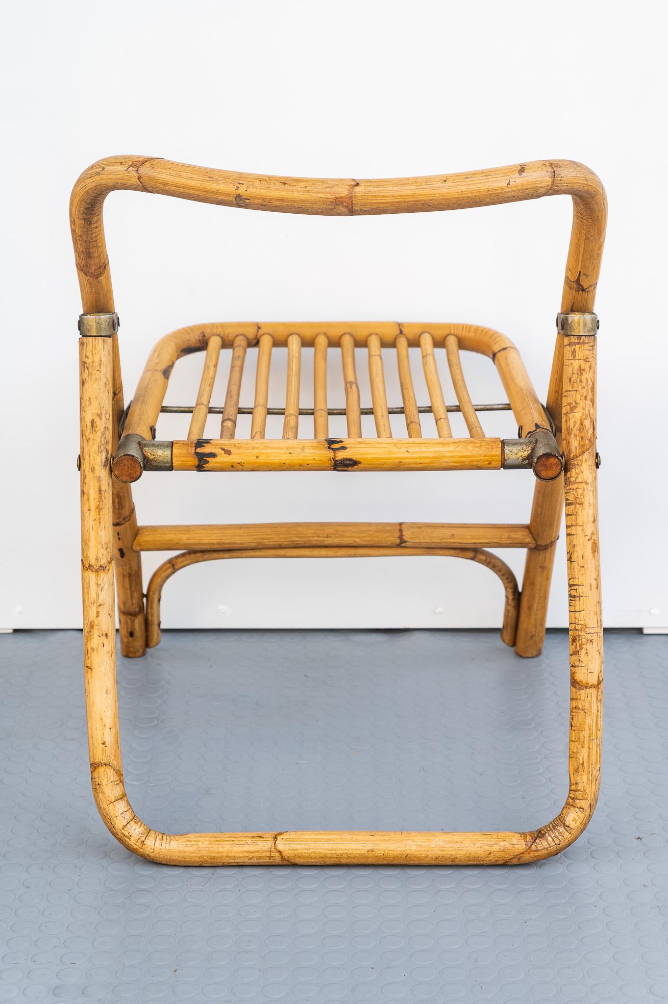 Mid-20th Century Bamboo folding chair attributed to Dal Vera, 1950s For Sale