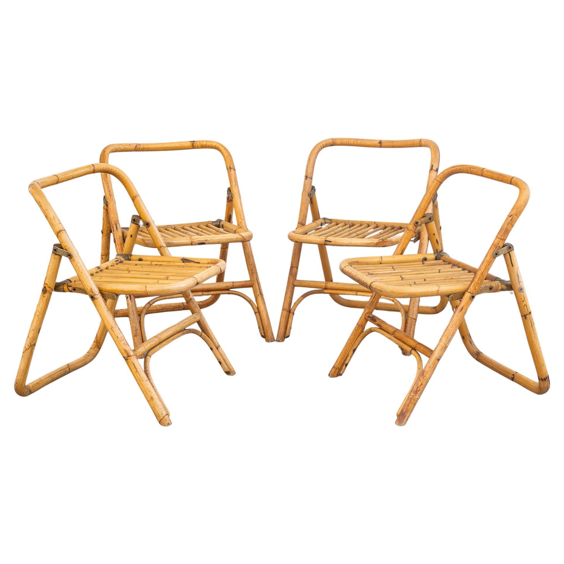 Bamboo folding chair attributed to Dal Vera, 1950s