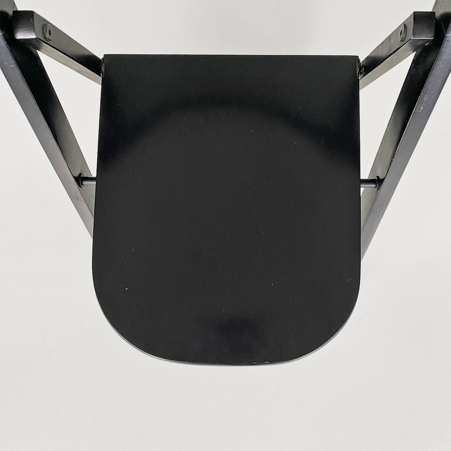 Italian folding chair, black wood, Achille and Pier Giacomo Castiglioni 1960s For Sale 2