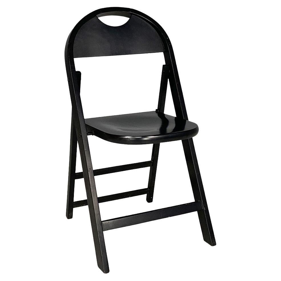 Italian folding chair, black wood, Achille and Pier Giacomo Castiglioni 1960s