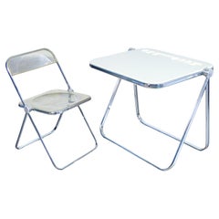Vintage Plia chair and Plato desk, design G. PIRETTI for Anonima CASTELLI. 1980s