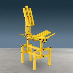 Silla Post Moderna de Anacleto Spazzapan Metal esmaltado amarillo