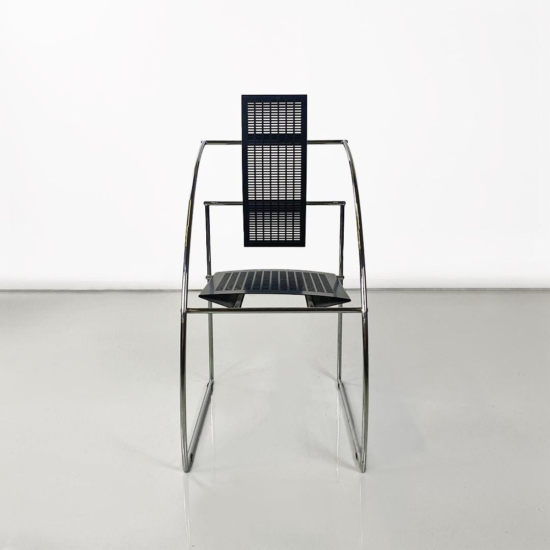 Quinta 605 chair, Italian postmodern, in metal by Mario Botta for Alias 1980 In Good Condition For Sale In MIlano, IT