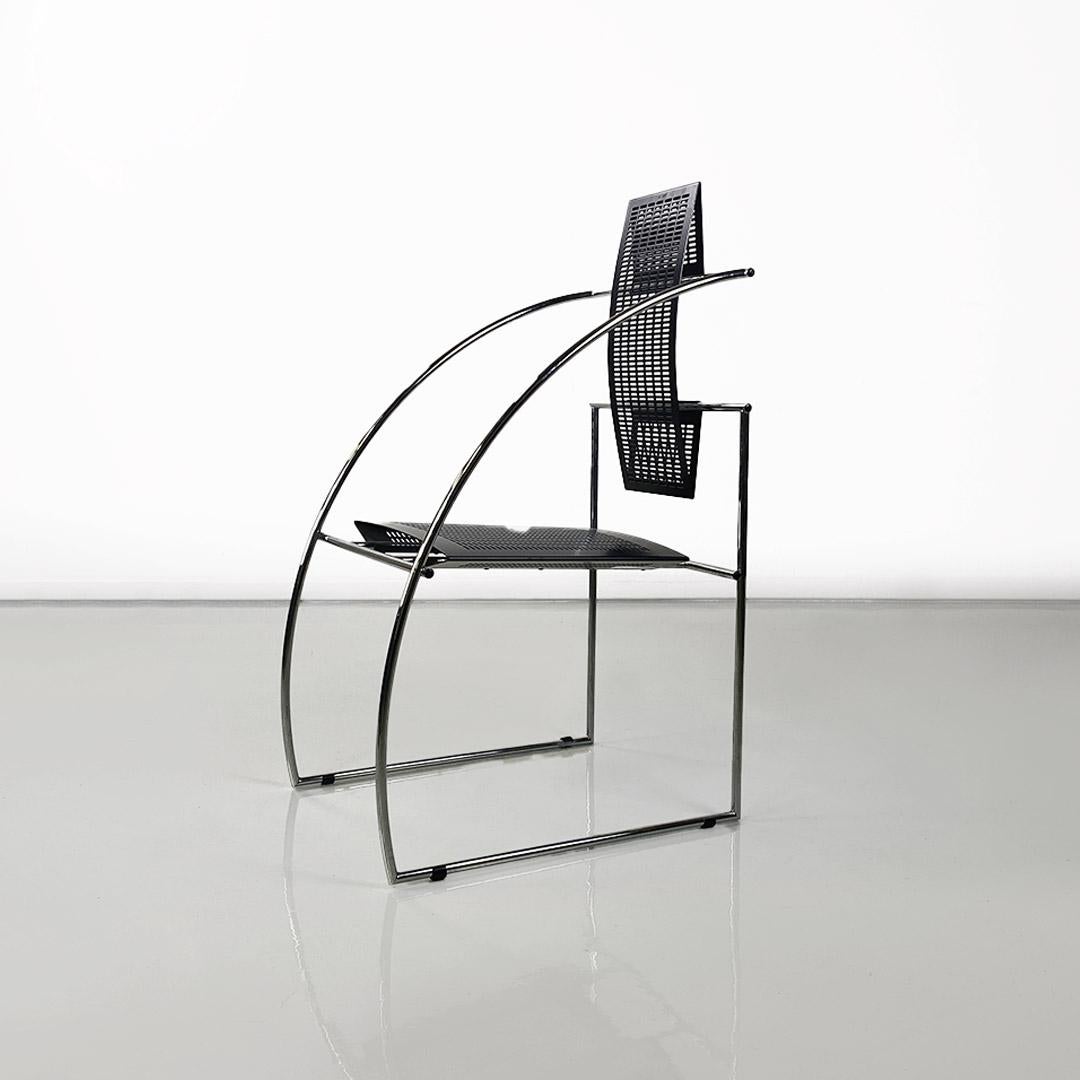 Metal Quinta 605 chair, Italian postmodern, in metal by Mario Botta for Alias 1980 For Sale
