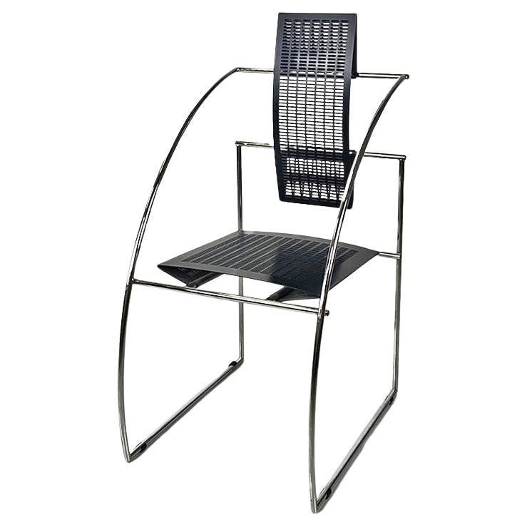 Quinta 605 chair, Italian postmodern, in metal by Mario Botta for Alias 1980 For Sale
