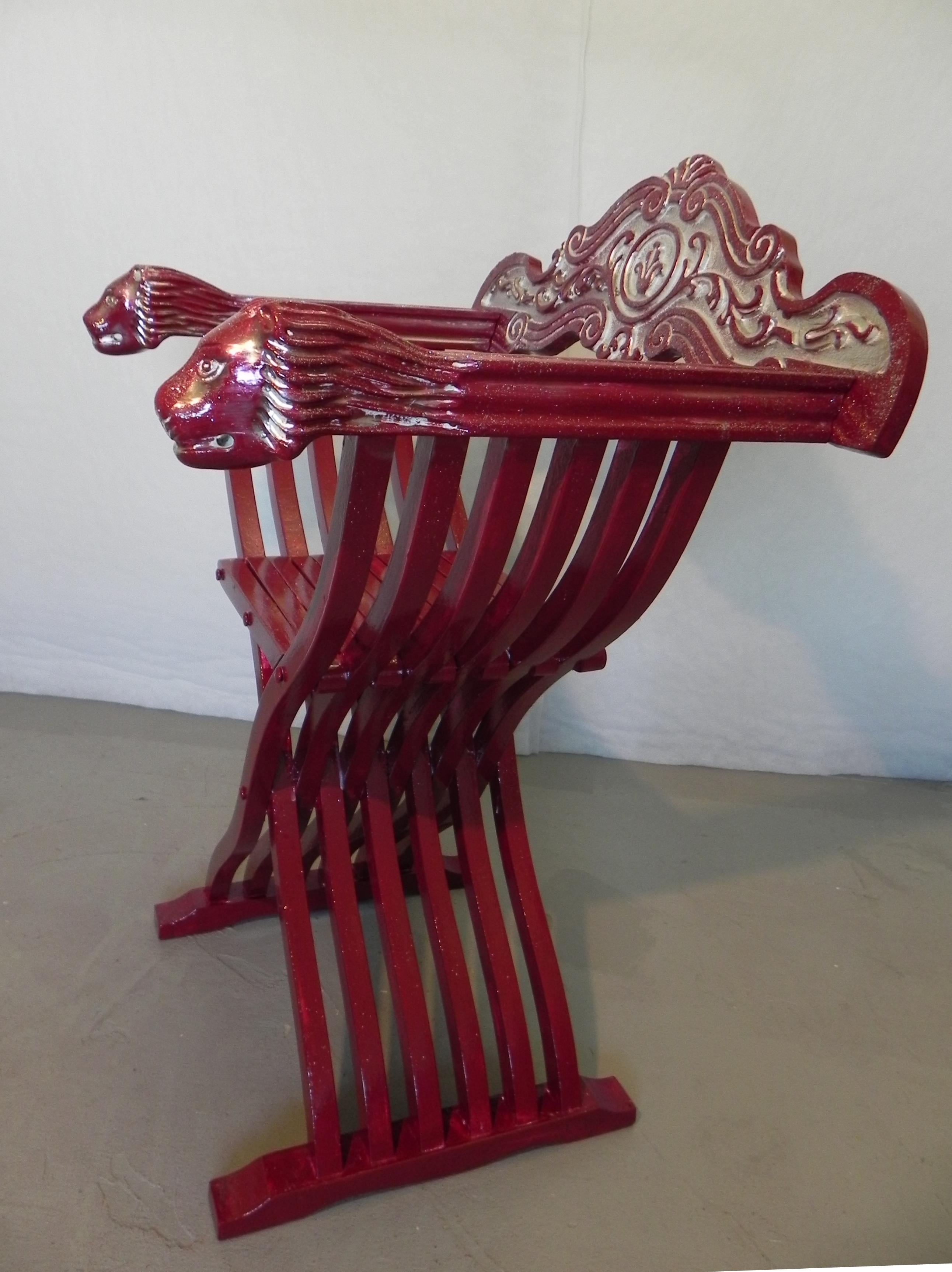 chaise Savonarola, Trône rouge en vente 6
