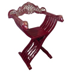 Retro savonarola Chair, Red Throne