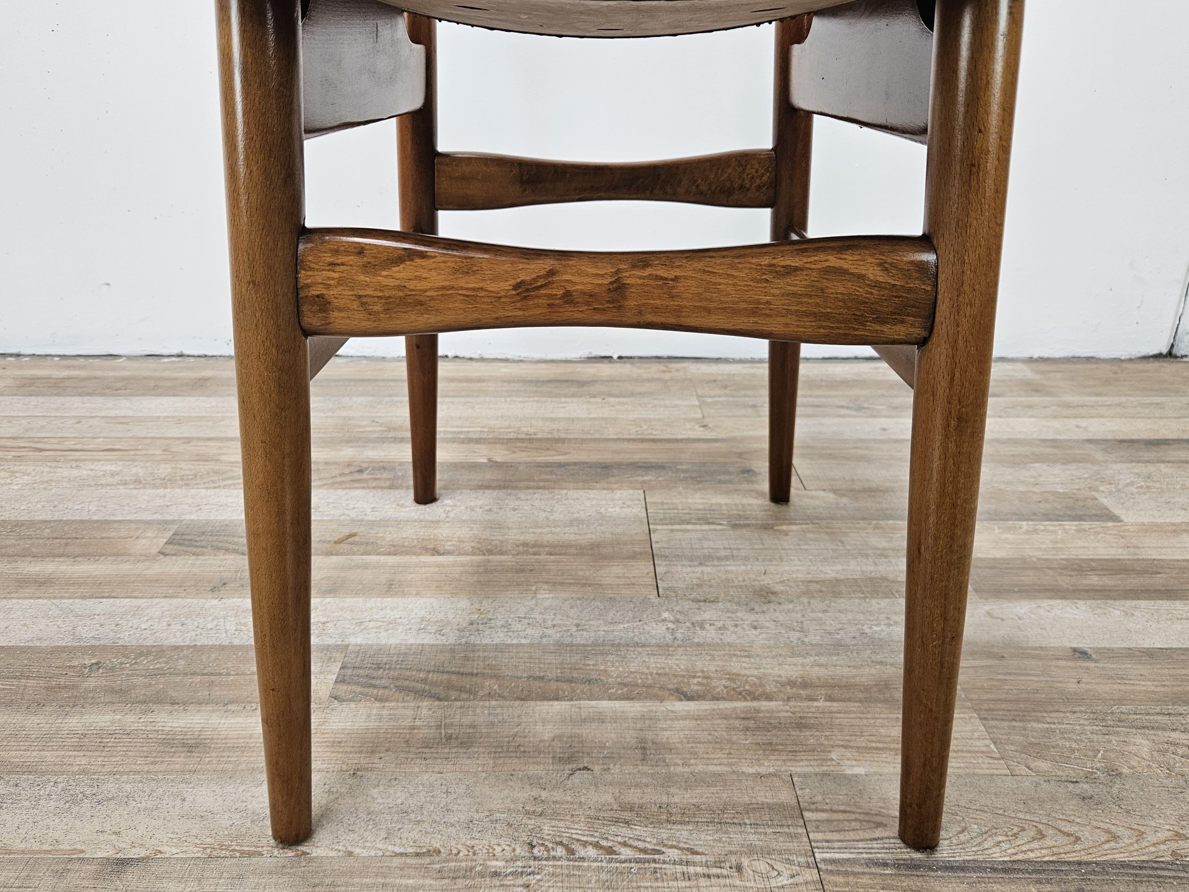 Scandinavian 1970s teak and brown skai chair For Sale 4