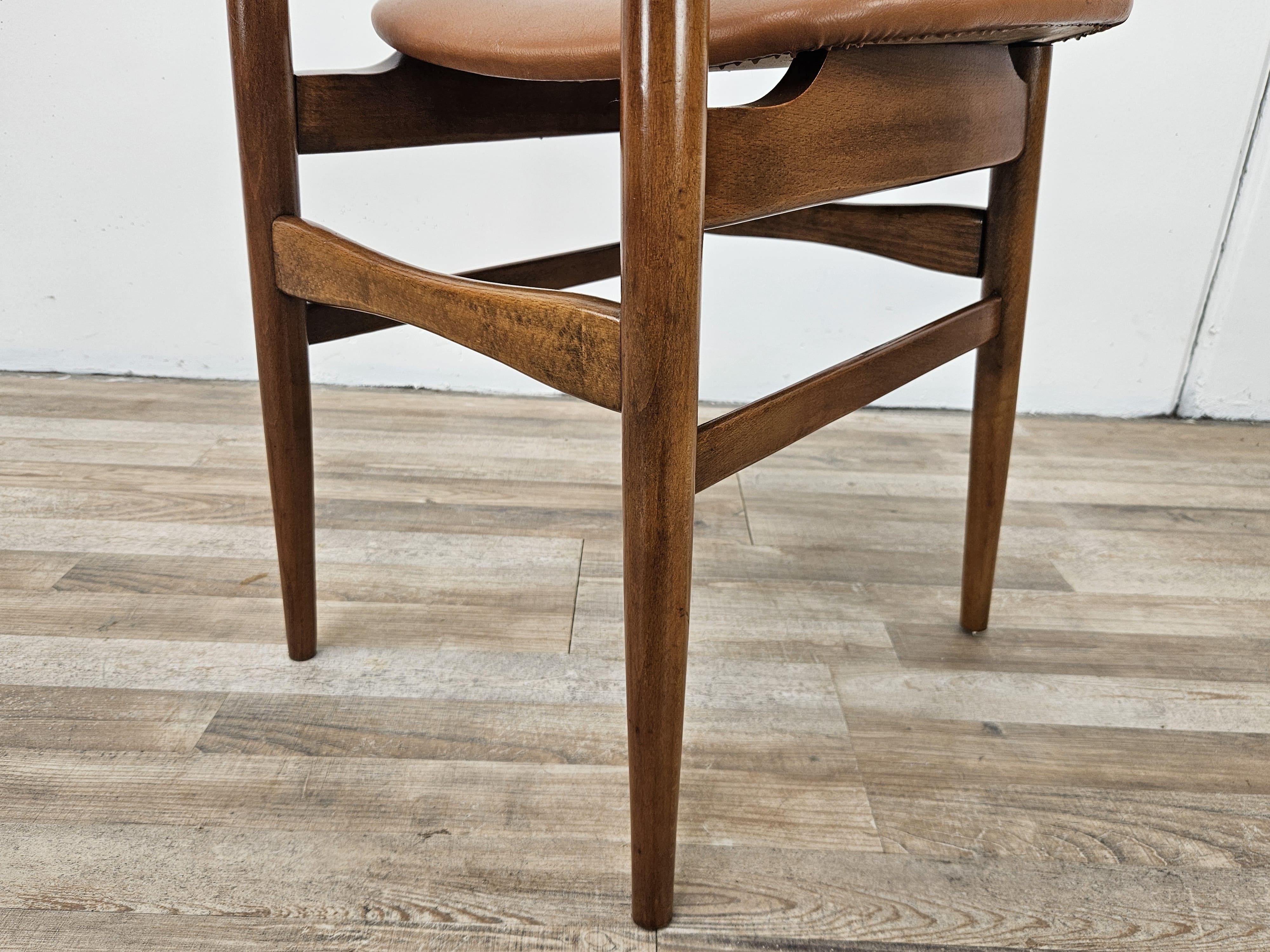 Scandinavian 1970s teak and brown skai chair For Sale 6