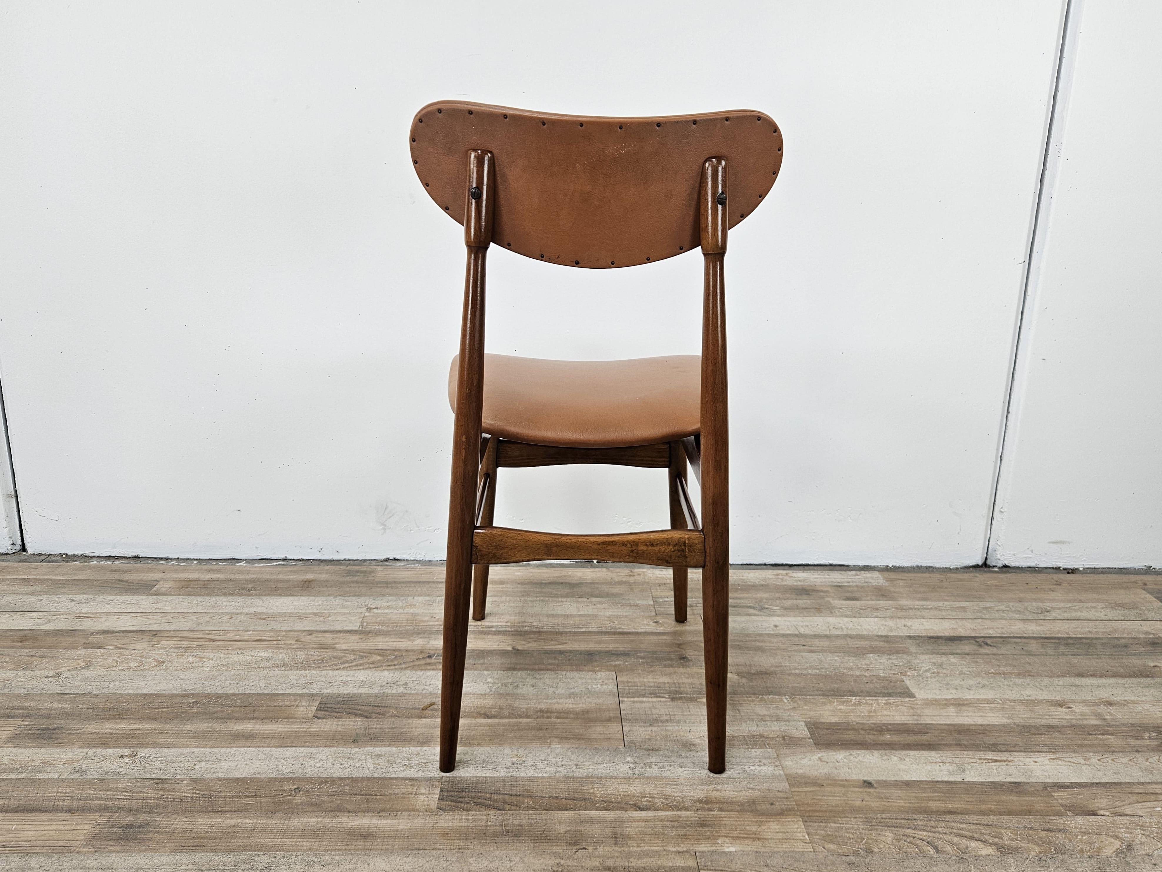 Scandinavian Modern Scandinavian 1970s teak and brown skai chair For Sale