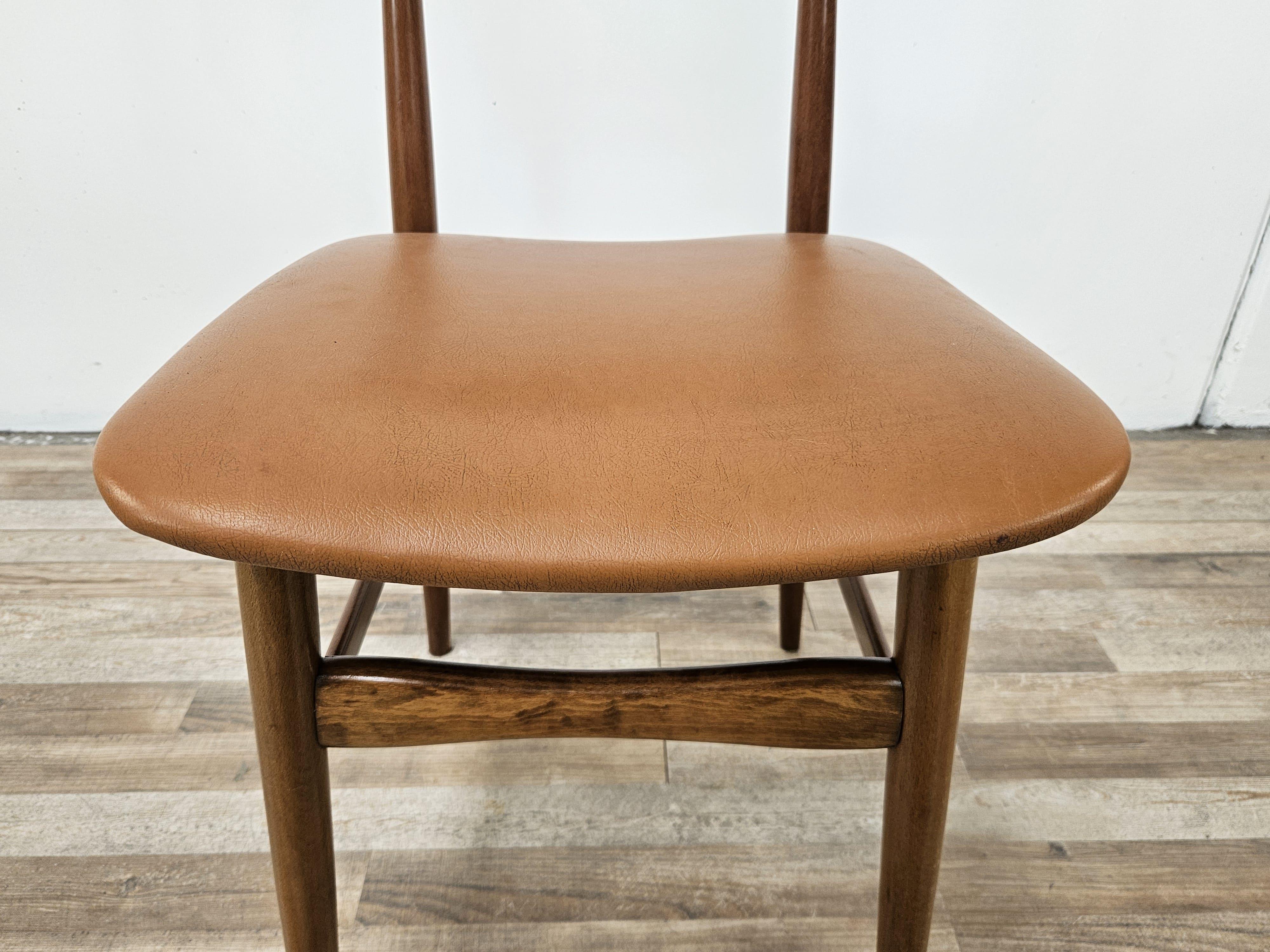 Scandinavian 1970s teak and brown skai chair For Sale 2