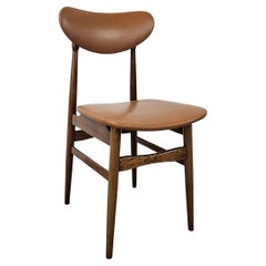 Scandinavian 1970s teak and brown skai chair