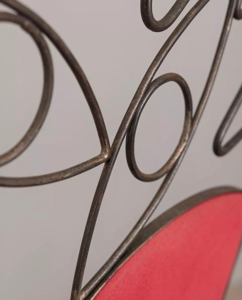 Tessuto Sedia scultorea vintage anni 70 in ferro e tessuto design Italiano in vendita