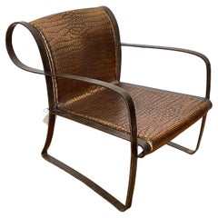 Sedia "Serpente" aus Ferro Battuto und Pelle Effetto Coccodrillo