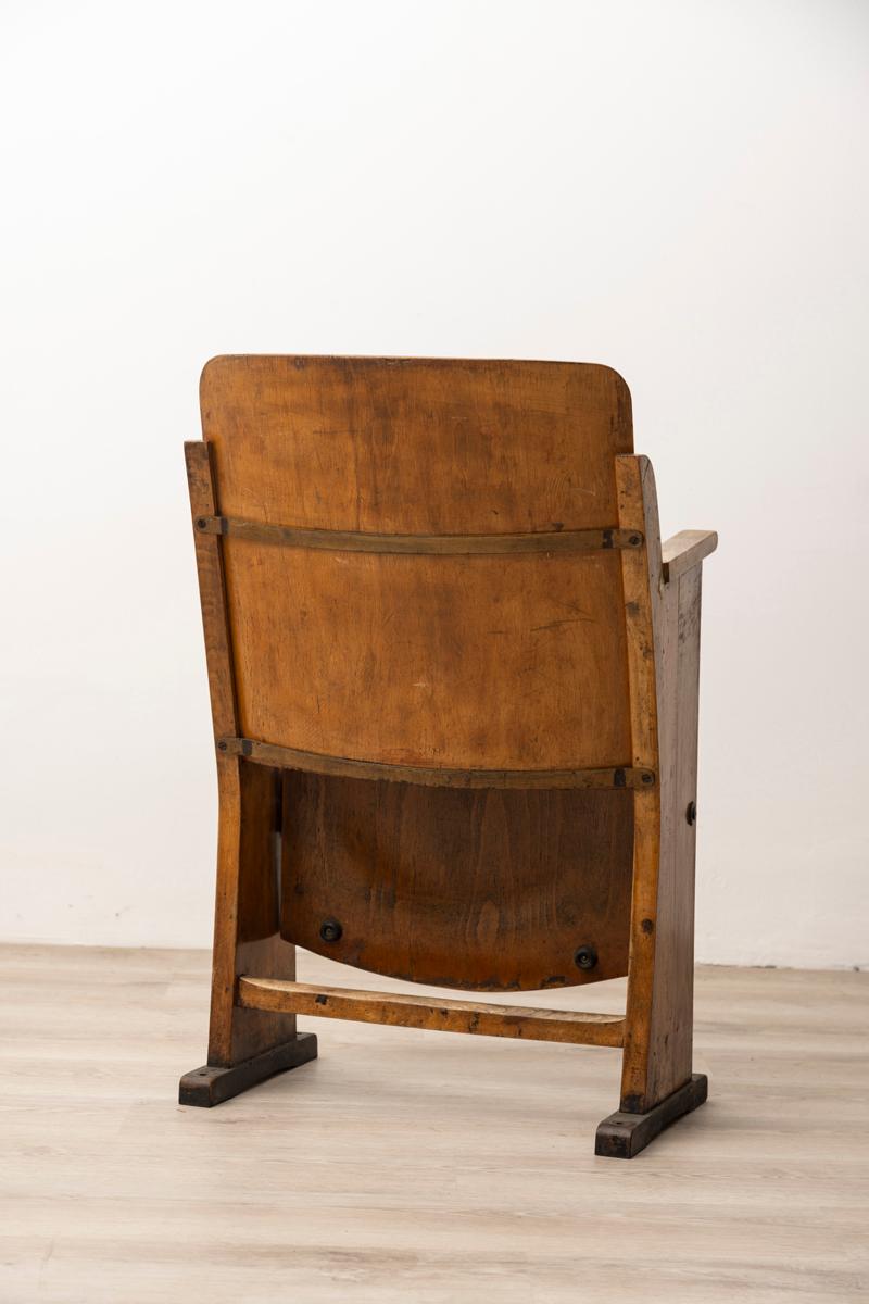 Sedia singola da cinema vintage anni 60 in legno design Italiano 1